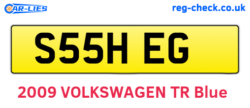 S55HEG are the vehicle registration plates.