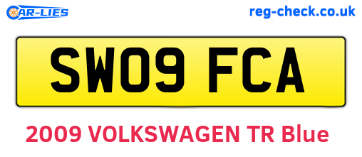 SW09FCA are the vehicle registration plates.