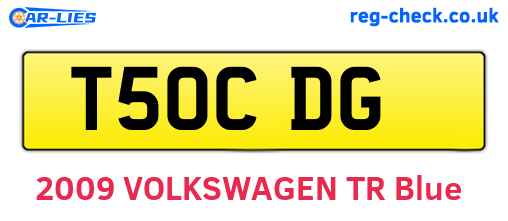 T50CDG are the vehicle registration plates.
