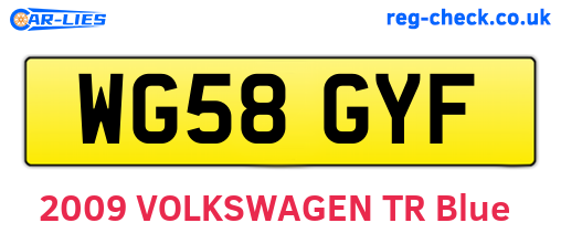 WG58GYF are the vehicle registration plates.