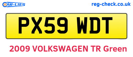PX59WDT are the vehicle registration plates.