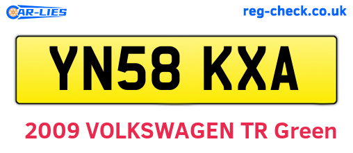 YN58KXA are the vehicle registration plates.