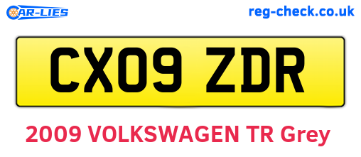 CX09ZDR are the vehicle registration plates.