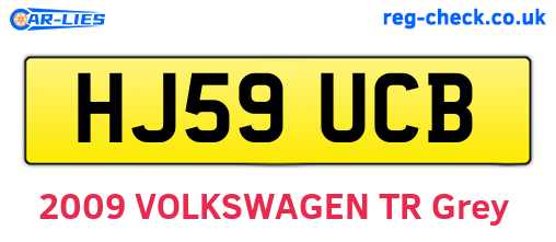 HJ59UCB are the vehicle registration plates.