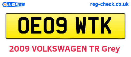 OE09WTK are the vehicle registration plates.