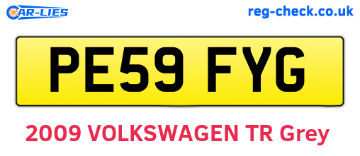PE59FYG are the vehicle registration plates.