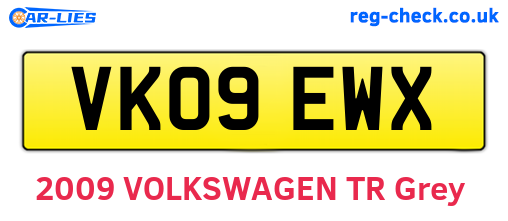 VK09EWX are the vehicle registration plates.