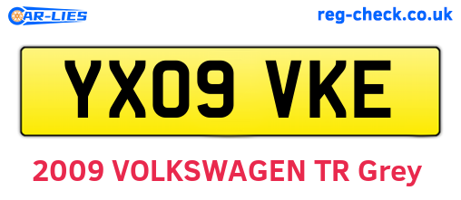 YX09VKE are the vehicle registration plates.