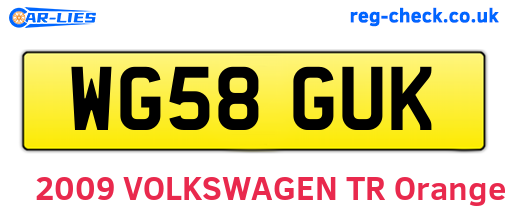 WG58GUK are the vehicle registration plates.