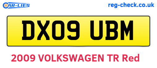 DX09UBM are the vehicle registration plates.