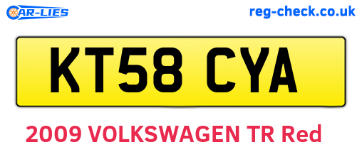 KT58CYA are the vehicle registration plates.
