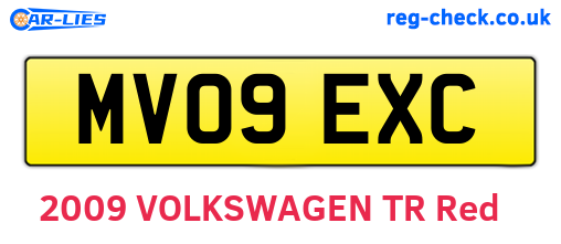 MV09EXC are the vehicle registration plates.