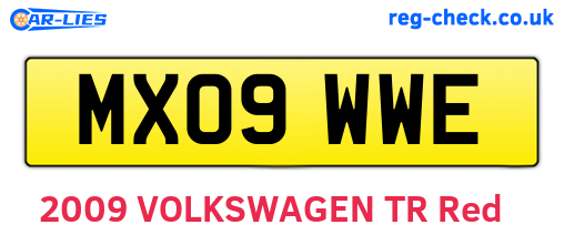 MX09WWE are the vehicle registration plates.