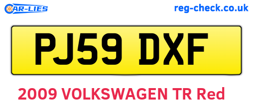 PJ59DXF are the vehicle registration plates.