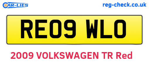 RE09WLO are the vehicle registration plates.