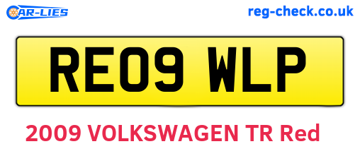 RE09WLP are the vehicle registration plates.