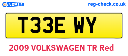 T33EWY are the vehicle registration plates.