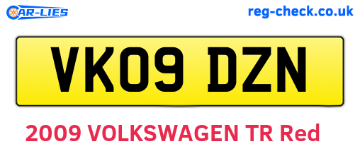 VK09DZN are the vehicle registration plates.