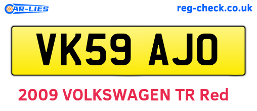 VK59AJO are the vehicle registration plates.