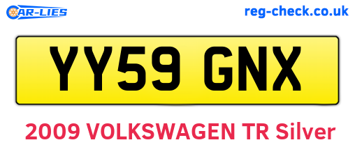 YY59GNX are the vehicle registration plates.