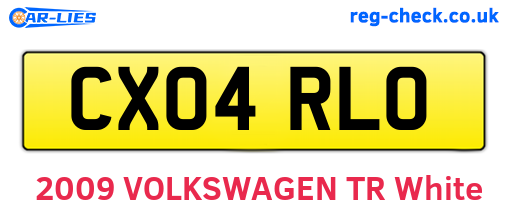 CX04RLO are the vehicle registration plates.