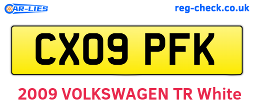 CX09PFK are the vehicle registration plates.