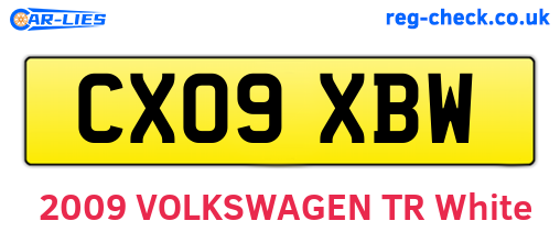 CX09XBW are the vehicle registration plates.