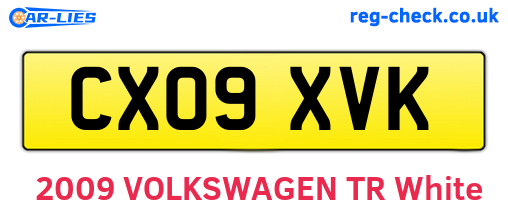 CX09XVK are the vehicle registration plates.