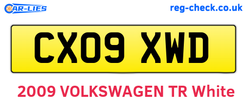 CX09XWD are the vehicle registration plates.