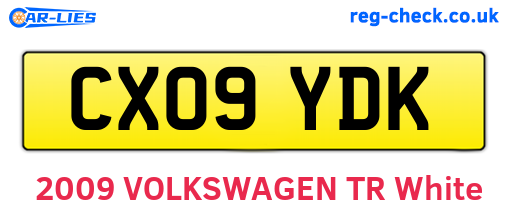 CX09YDK are the vehicle registration plates.