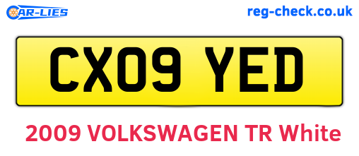 CX09YED are the vehicle registration plates.