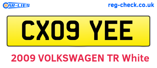 CX09YEE are the vehicle registration plates.