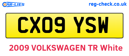 CX09YSW are the vehicle registration plates.