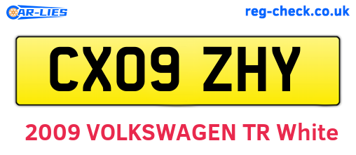 CX09ZHY are the vehicle registration plates.