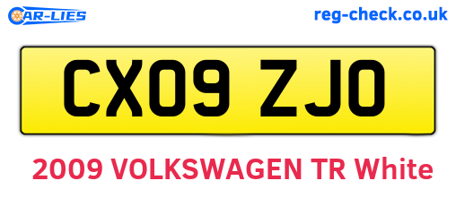CX09ZJO are the vehicle registration plates.