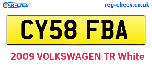 CY58FBA are the vehicle registration plates.