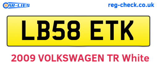 LB58ETK are the vehicle registration plates.