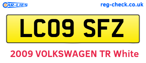 LC09SFZ are the vehicle registration plates.