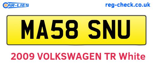 MA58SNU are the vehicle registration plates.