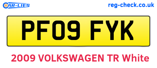 PF09FYK are the vehicle registration plates.