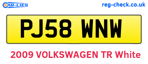 PJ58WNW are the vehicle registration plates.