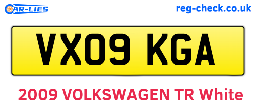 VX09KGA are the vehicle registration plates.