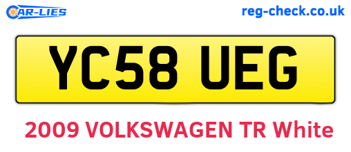 YC58UEG are the vehicle registration plates.