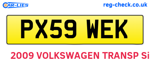 PX59WEK are the vehicle registration plates.