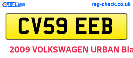 CV59EEB are the vehicle registration plates.
