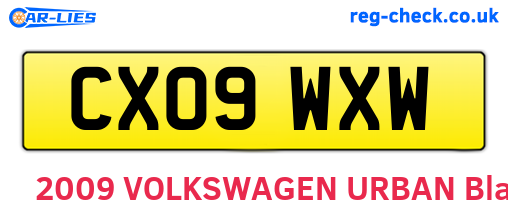 CX09WXW are the vehicle registration plates.