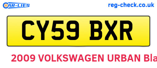 CY59BXR are the vehicle registration plates.