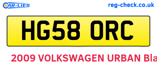 HG58ORC are the vehicle registration plates.