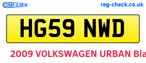 HG59NWD are the vehicle registration plates.