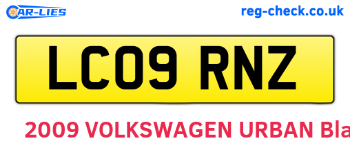 LC09RNZ are the vehicle registration plates.
